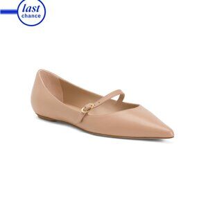 STUART WEITZMAN Adobe Made In Spain Leather Emilia Mary Jane Flats